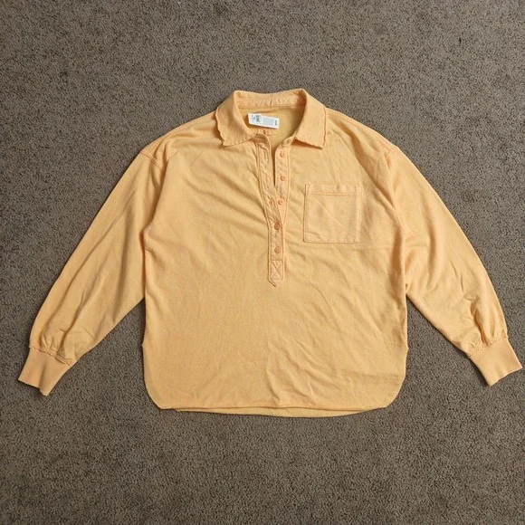 NWT Aerie Womens XXS Peach LongSleeve Collared Pocket Pullover Sweatshirt Cotton - Picture 2 of 16